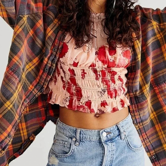 FREE people Daphne Blouse in Romantic floral Combo balloon sleeves Medium - Picture 10 of 10